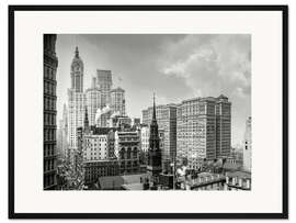Gerahmter Kunstdruck Historisches New York - Broadway und St. Pauls Chapel, 1910