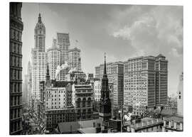 Magnettafel Historisches New York - Broadway und St. Pauls Chapel, 1910