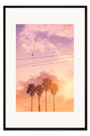 Gerahmter Kunstdruck Vögel auf Leitungen