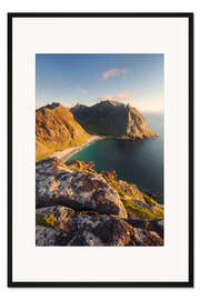 Gerahmter Kunstdruck Berggipfel über dem Meer, Norwegen