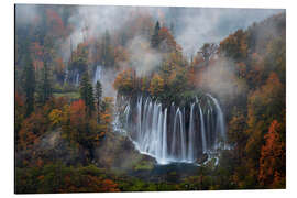 Aluminium print Plitvice Lakes National Park with fog