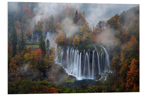 PVC print Plitvice Lakes National Park with fog