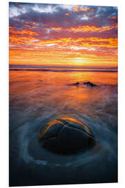 Hartschaumbild Sonnenuntergang an den Moeraki Boulders