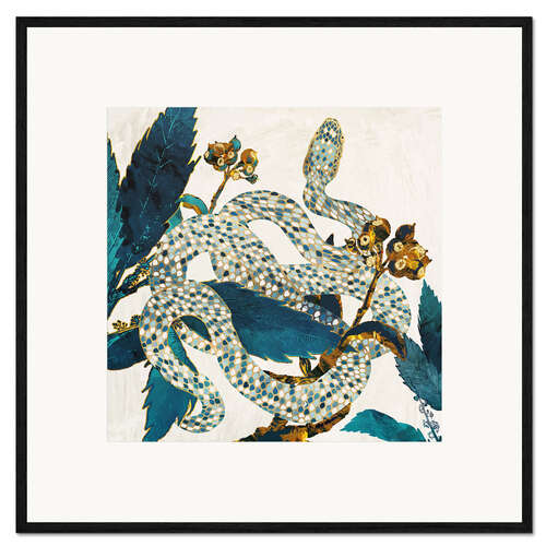 Ingelijste kunstdruk Garden with snake