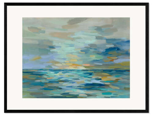 Impression artistique encadrée Mer bleu pastel