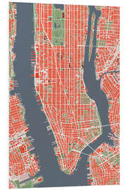 Foam board print City Plan of New York, Colourful