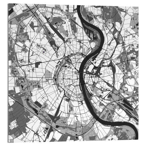 Tableau en plexi-alu Plan de la ville de Cologne