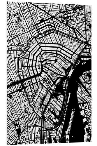 Hartschaumbild Stadtplan von Amsterdam