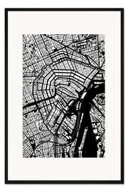 Gerahmter Kunstdruck Stadtplan von Amsterdam