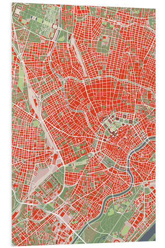 Hartschaumbild Stadtplan von Wien, Bunt