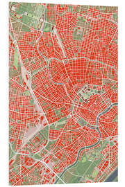 Print på skumplade City map of Vienna, Colourful