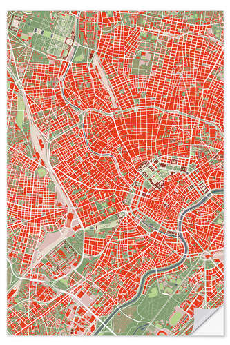 Naklejka na ścianę City map of Vienna, Colourful