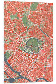 Print på skumplade City Map of Tokyo, Colourful