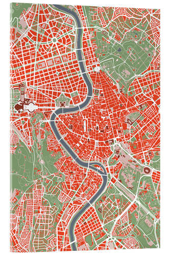 Cuadro de metacrilato Mapa de la ciudad de Roma, colorido