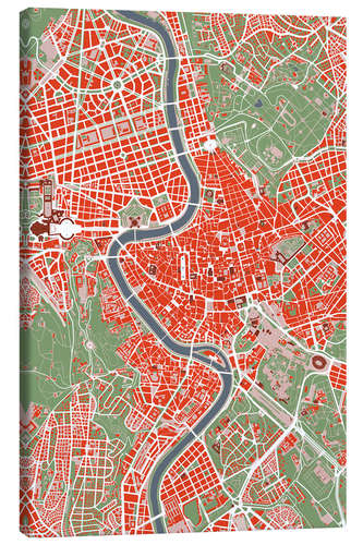Tableau sur toile Plan coloré de la ville de Rome