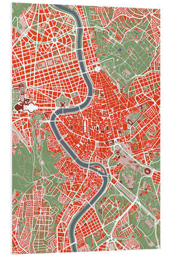 Stampa su PVC Mappa della città di Roma, colorata