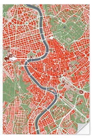 Selvklebende plakat City Map of Rome, Colourful