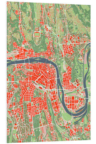 PVC print City Map of Prague, Colourful