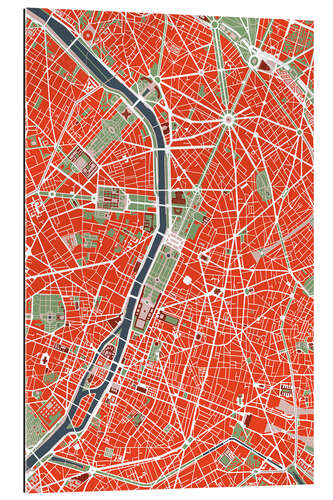 Galleritryck City Map of Paris, Colourful