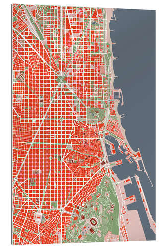 Gallery Print Stadtplan von Barcelona, bunt