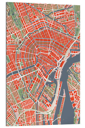 Gallery Print Stadtplan von Amsterdam, bunt