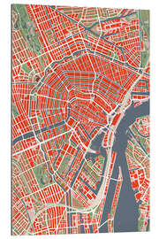 Gallery print Colourful city map of Amsterdam