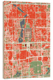 Holzbild Stadtplan von Peking, bunt