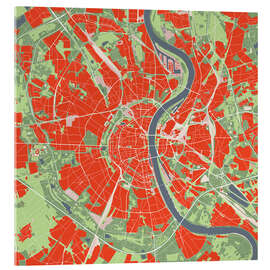 Quadro em acrílico  Mapa da cidade de Colónia, colorido - PlanosUrbanos