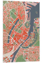 PVC-tavla City Map of Copenhagen, Colourful