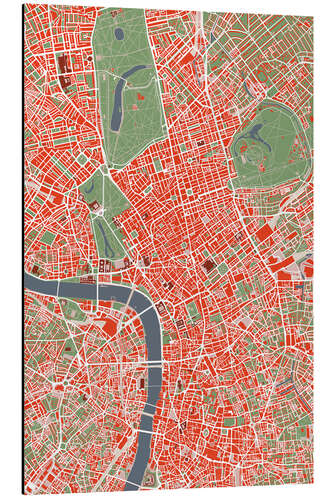 Cuadro de aluminio Mapa de la ciudad de Londres, colorido