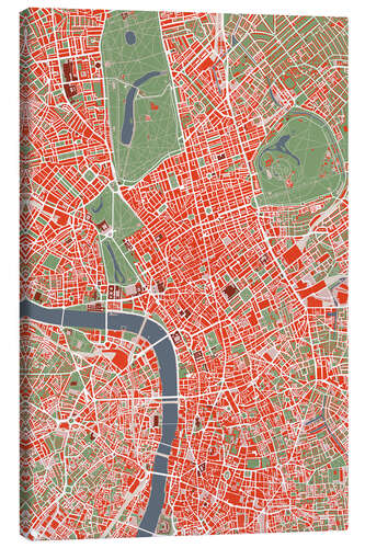 Leinwandbild Stadtplan von London, Bunt