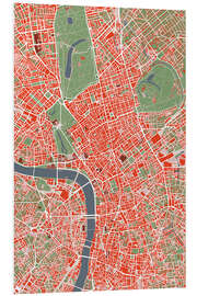 Print på skumplade City Map of London, Colourful