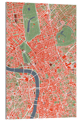 Quadro em plexi-alumínio Mapa da cidade de Londres, colorido