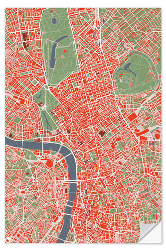 Naklejka na ścianę City Map of London, Colourful