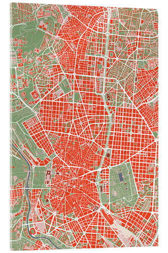 Acrylic print City Map of Madrid, Colourful