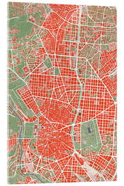 Acrylglasbild Stadtplan von Madrid, bunt