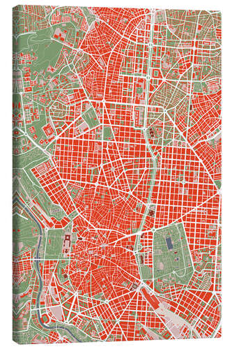 Stampa su tela Mappa della città di Madrid, colorato