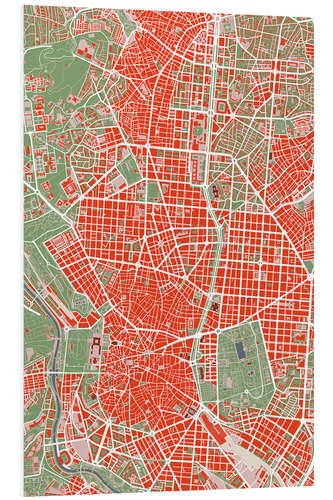 Hartschaumbild Stadtplan von Madrid, bunt