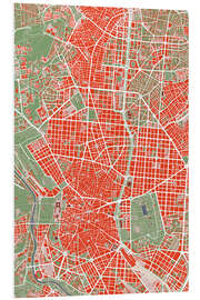 Print på skumplade City Map of Madrid, Colourful