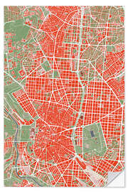 Selvklebende plakat City Map of Madrid, Colourful