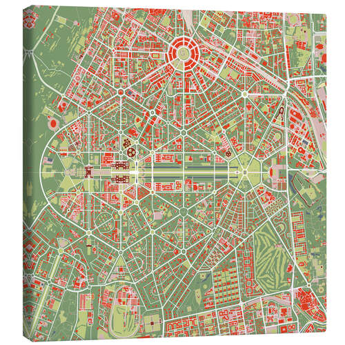 Canvas print City map of New Delhi, Colourful