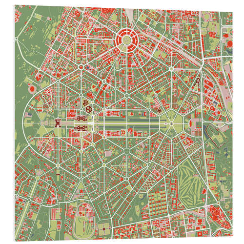 Foam board print City map of New Delhi, Colourful