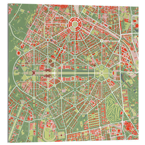 Stampa su plexi-alluminio Mappa della città di Nuova Delhi, colorato