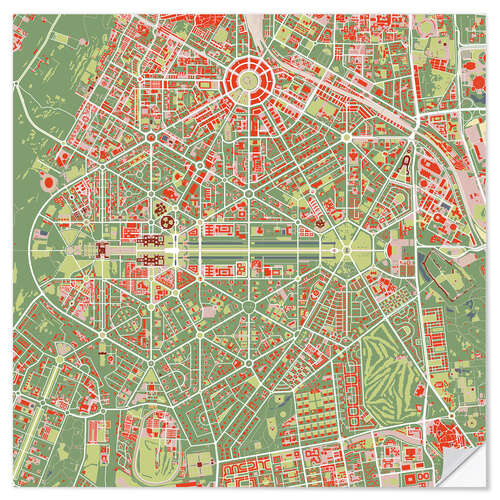 Naklejka na ścianę City map of New Delhi, Colourful