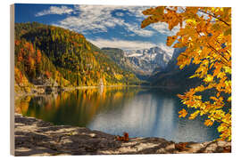 Quadro de madeira Esplendor do outono no Gosausee