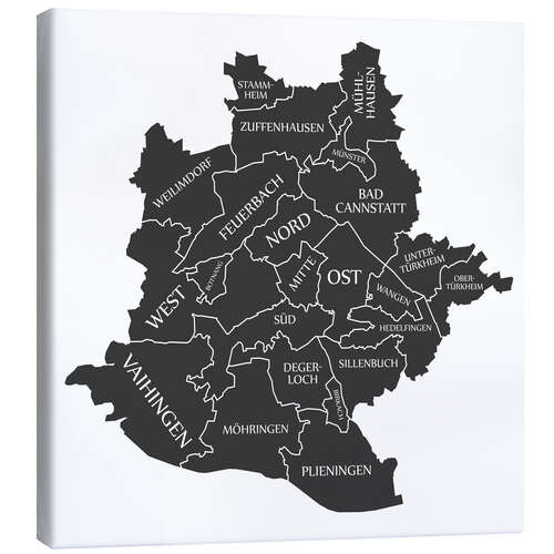 Lienzo Mapa de la ciudad de Stuttgart