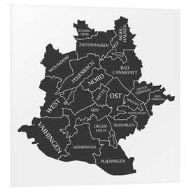 Foam board print Modern city map of Stuttgart