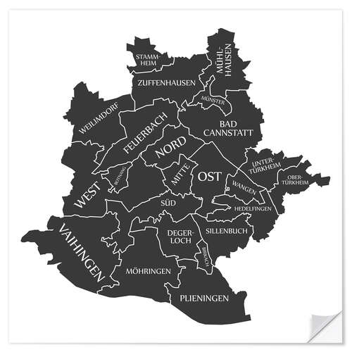 Wall sticker Modern city map of Stuttgart