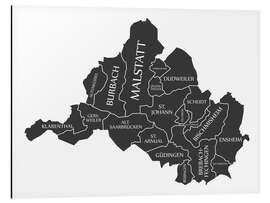 Quadro em alumínio Mapa da cidade moderna de Saarbrücken