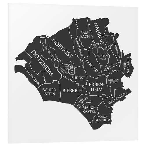 Cuadro de PVC Mapa de la ciudad de Wiesbaden